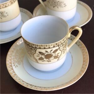 Elegant Tea Cup Set Chikaramachi Pastel Yellow and Gold